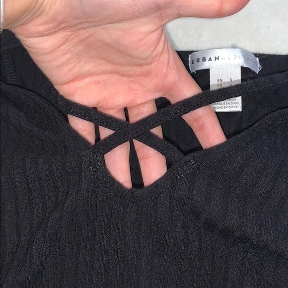 Black Ribbed Crisscross Long Sleeve Bodycon Dress - Picture 8 of 8